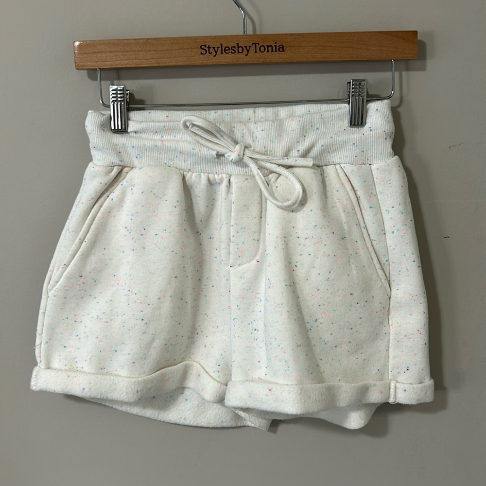 Beach Riot Short cream rainbow confetti speckle sweat short Revolve Sz M - Picture 3 of 9